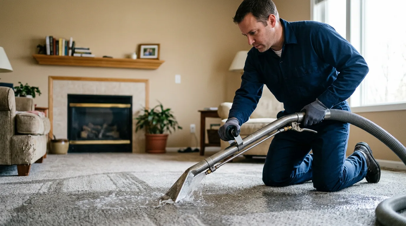 Water damage restoration technician working near Mount Laurel, NJ